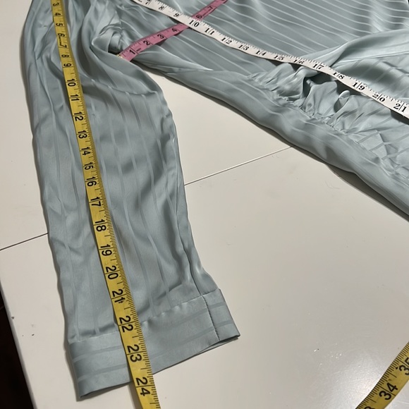 NWT Layden Beautiful Satin Stripe Long Sleeve Wrap Front Dress Mint Green Size S - Picture 8 of 13